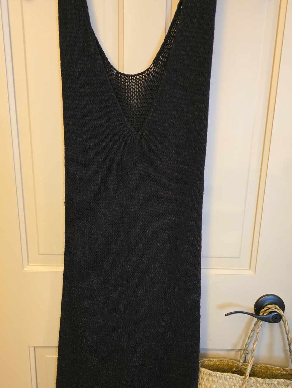 Free People Beach Black V-Neck Knit Women’s Sweater Dress